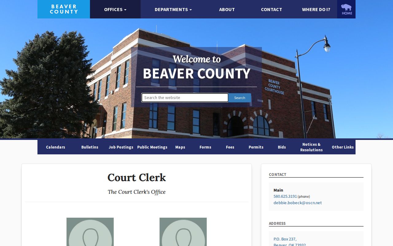 Beaver County bench warrants Court Clerk records page